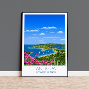 Antigua Reisedruck, Reiseplakat von Antigua, Inseln unter dem Winde, Karibik Kunstliebhaber Geschenk, Reiseplakat, Antigua Druck Geschenk