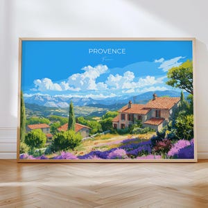 Provence Travel Poster Wall Art Landscape, Travel Print of Provence , Provence Art Lovers Gift,  France Art Gift
