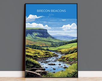 Brecon Beacons Poster, Brecon Beacons Travel Print, Wales, Welsh Art, Brecon Beacons Gift, Wall Art Print