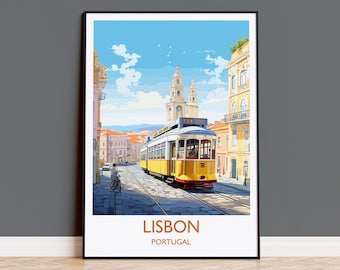Lissabon Print Reisewandkunst, Reiseplakat von Lissabon, Lissabon Kunstdruck, Portugal Wanddruck, Lissabon Geschenk, Lissabon Tram Kunstwerk