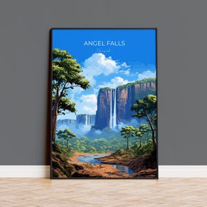 Angel Falls Print, Travel Poster of Angel Falls, Venezuela Art, Angel Falls Art Gift, South America Gift, Travel Gift
