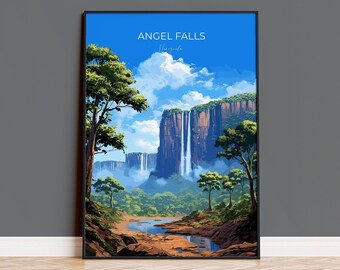 Angel Falls Print, Travel Poster of Angel Falls, Venezuela Art, Angel Falls Art Gift, South America Gift, Travel Gift