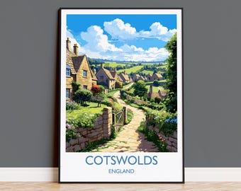 Cotswolds Print, Travel Poster of Cotswolds, England, Cotswolds