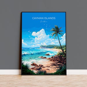 Cayman Islands Travel Poster, Travel Print of Cayman Islands, Caribbean, Cayman Islands Art Lovers Gift, Wall Art Print
