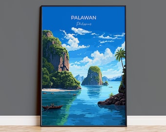 Palawan Travel Print, Travel Poster of Palawan, Palawan  Gift,  Philippines Art Gift,  Wall Art Print
