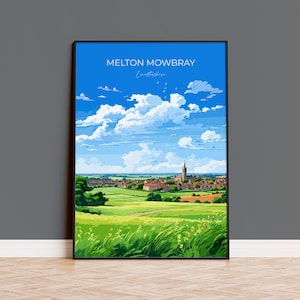 Melton Mowbray Travel Print Wall Art, Travel Poster of Melton Mowbray,  England, Leicestershire Art Lovers Gift, English Countryside