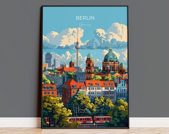 Berlin Travel Poster Wall Art, Travel Print of Berlin, Berlin Art Lovers Gift, Germany Art Gift