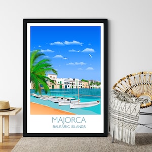 Majorca Travel Print, Travel Poster of Majorca, Balearic Islands, Travel Poster, Majorca Print