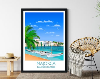 Majorca Travel Print, Travel Poster of Majorca, Balearic Islands, Travel Poster, Majorca Print