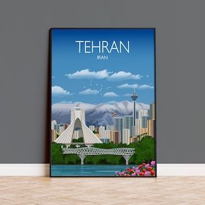 Travel Poster of Tehran, Travel Print of Tehran, Tehran, Iran, Iran Travel Poster