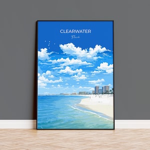 Clearwater Travel Print, Travel Poster of Clearwater, Clearwater Gift,  Florida Art Gift,  USA Wall Art Print