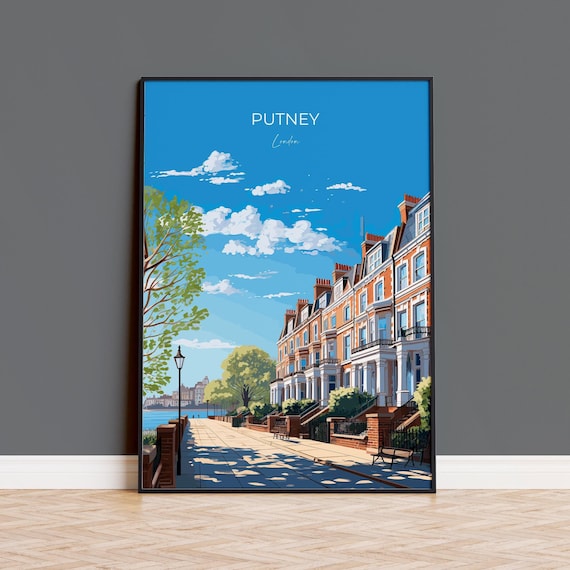 Putney Wall Art Travel Poster, Travel Print of Putney, London