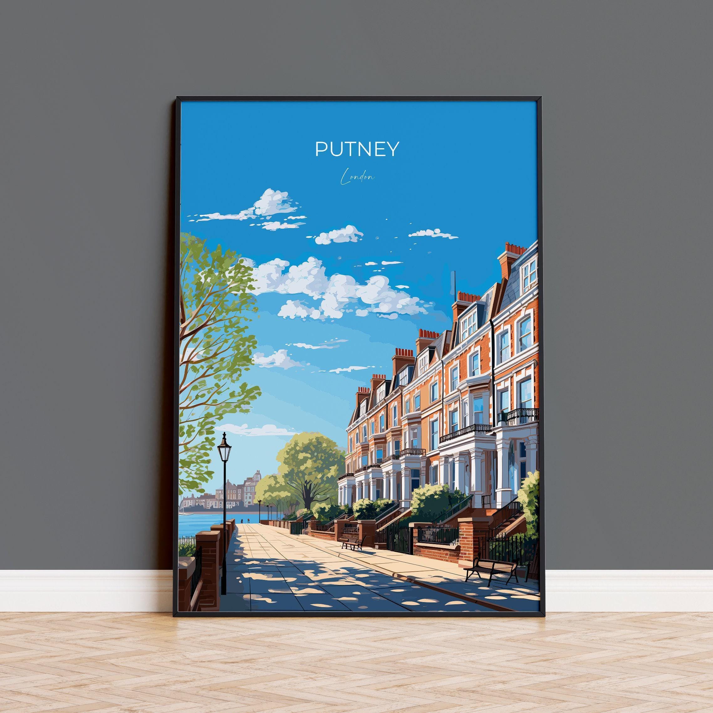 Putney Wall Art Travel Poster, Travel Print of Putney, London Poster, Putney Art Gift, London Art UK Travel Gift