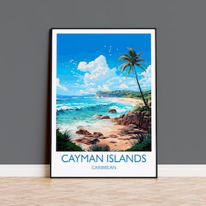 Cayman Islands Travel Poster, Travel Print of Cayman Islands, Caribbean, Cayman Islands Art Lovers Gift, Wall Art Print