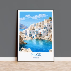 Milos Travel Print, Travel Poster of Milos, Greece Gift, Greek Islands Art, Milos Gift, Wall Art Print