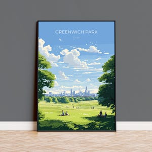 Greenwich Park Travel Print, Travel Poster of Greenwich  Park, London Poster, Greenwich Park Art Gift, London Art Lovers UK Travel Gift