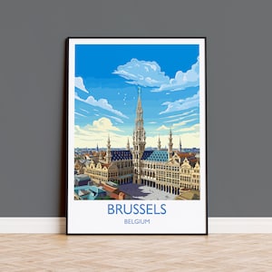 Brussels Wall Art Travel Poster, Travel Print of Brussels , Belgium Poster, Brussels Art Gift, Belgian Art Lovers Travel Gift
