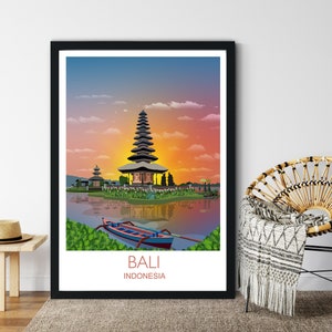 Bali Travel Print, Travel Poster of Bali, Indonesia, Travel Poster, Bali Print