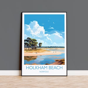 Holkham Beach Travel Print, Travel Poster of Holkham Beach, Norfolk, England, Norfolk Art, Norfolk Gift, Wall Art Print
