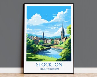 Stockton Print Travel Wall Art, Travel Poster of Stockton on Tees,  Stockton Art Print, County Durham Wall Print, Stockton Gift,
