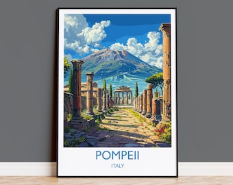 Pompeii Travel Poster Wall Art, Travel Print of Pompeii, Pompeii Art Lovers Gift, Italy, Italian Art Gift