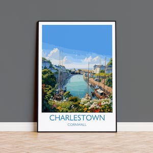 Charlestown Travel Print, Travel Poster of Charlestown, England, Cornwall Art, Charlestown Art Lovers Gift, Wall Art Print