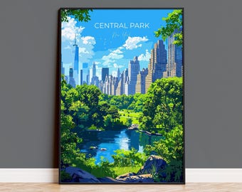Central Park New York Travel Poster Wall Art, Travel Print of Central Park, New York , New York Art Lovers Gift, USA Art Gift