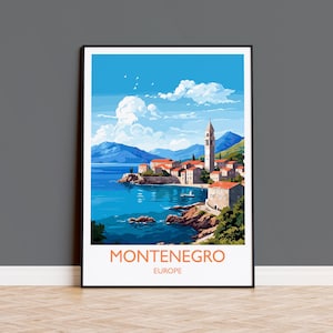 Montenegro Travel Poster, Montenegro Travel Print, Montenegro, Europe Art, Montenegro Gift, Wall Art Print
