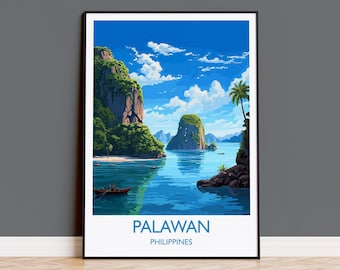 Stampa di viaggio di Palawan, poster di viaggio di Palawan, regalo di Palawan, regalo d'arte delle Filippine, stampa artistica da parete