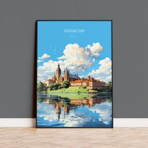 Krakow Travel Print, Travel Poster of Krakow, Poland Poster, Krakow Art Gift, Poland Art Lovers Travel Gift