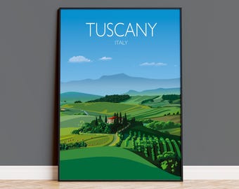 Tuscany Italy Art Print, Italian Landscape Poster, Travel Wall Art