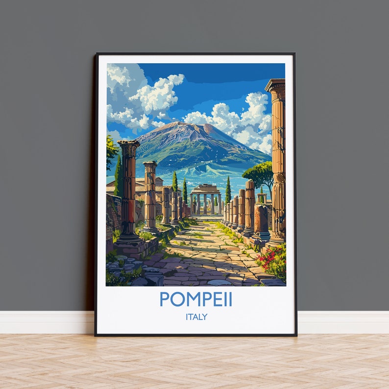 Pompeii Travel Poster Wall Art, Travel Print of Pompeii, Pompeii Art