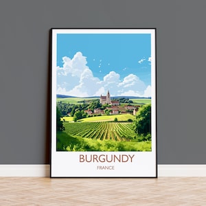 Poster Bourgogne, impression de voyage en Bourgogne, région viticole, cadeau Bourgogne, art français, Europe, cadeau de voyage