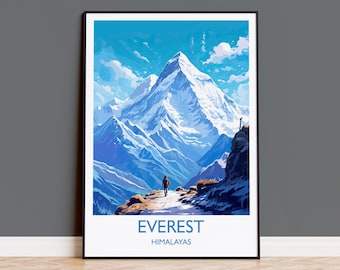 Everest Travel Poster, Travel Print of Everest, Everest Gift, Himalayas Art, Mount Everest Gift, Wall Art Print