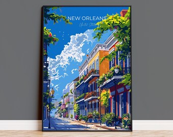 New Orleans Travel Poster Wall Art, Travel Print of New Orleans, New Orleans Art Lovers Gift, USA Art Gift