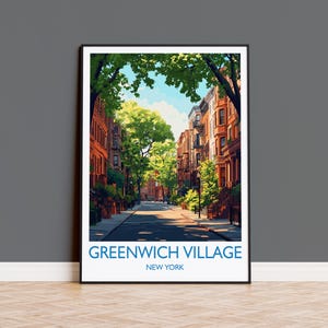 Greenwich Village New York Travel Print Wall Art, Travel Poster of Greenwich Village, New York , New York Art Lovers Gift, USA Art Gift