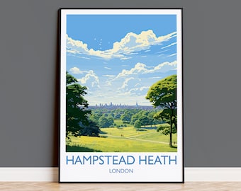 Hampstead Heath Travel Poster, Travel Print of Hampstead Heath, London Poster, Hampstead Heath Art Gift, London Art Lovers UK Travel Gift