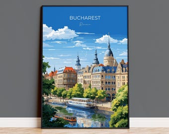 Bucharest Wall Art Travel Poster, Travel Print of Bucharest , Romania Poster, Bucharest Art Gift, Romania Art Travel Lovers Gift