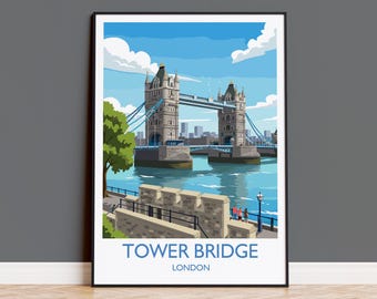 Tower Bridge Travel Print, Travel Poster of Tower Bridge, London Poster, Tower Bridge Gift, London City Art, London Art UK Travel Gift
