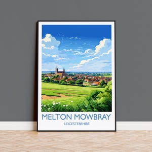 Melton Mowbray Travel Poster Wall Art, Travel Print of Melton Mowbray,  England, Leicestershire Art Lovers Gift, English Countryside
