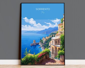 Sorrento Poster, Travel Print of Sorrento, Italy Poster, Sorrento Gift, Amalfi Coast Art, Italy Art Travel Gift