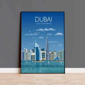 Travel Poster of Dubai, Travel Print of Dubai, City of Dubai, United Arab Emirates Travel Poster, Dubai Cityscape