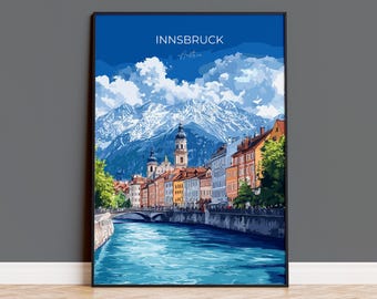 Innsbruck Wall Art Travel Print, Travel Poster of Innsbruck, City Poster, Innsbruck Art Gift, Austria Art Travel Lovers Gift