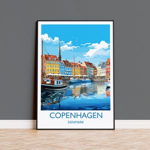 Copenhagen Poster, Travel Print of Copenhagen, Denmark, Copenhagen Gift, Denmark Wall Art, Travel Gift image 1