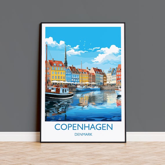 Copenhagen Poster, Travel Print of Copenhagen, Denmark, Copenhagen Gift, Denmark Wall Art, Travel Gift