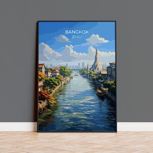 Bangkok Print Wall Art, Bangkok Travel Poster, Thailand Wall Art, Bangkok Art Lovers Gift, Thailand Gift