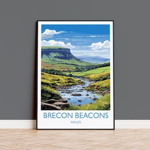 Brecon Beacons Travel Print, Brecon Beacons Travel Poster, Wales, Welsh Art, Brecon Beacons Gift, Wall Art Print