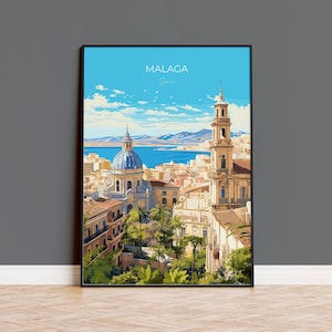Malaga Travel Print, Travel Poster of Malaga, Spain, Malaga Gift, Spain Gift Art, Wall Art Print