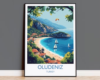 Oludeniz Travel Print Wall Art, Travel Poster of Oludeniz, Turkey Wall Art, Oludeniz Art Lovers Gift, Wall Art Print
