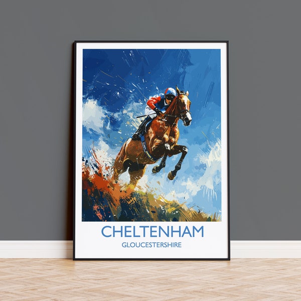 Cheltenham Travel Poster Wall Art, Travel Print of Cheltenham , Gloucestershire, England, Cheltenham Races Art Lovers Gift, England Art Gift